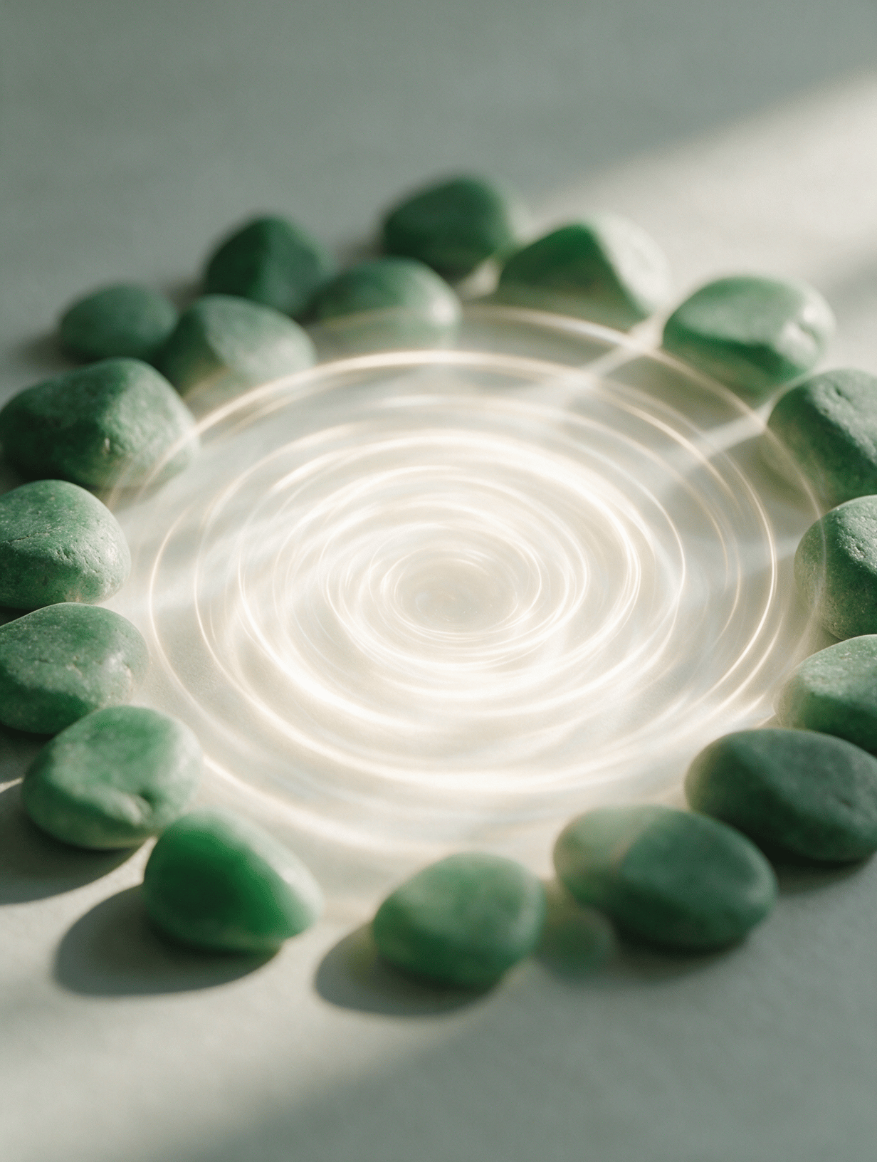 Smooth stones around concentric rings of soft light