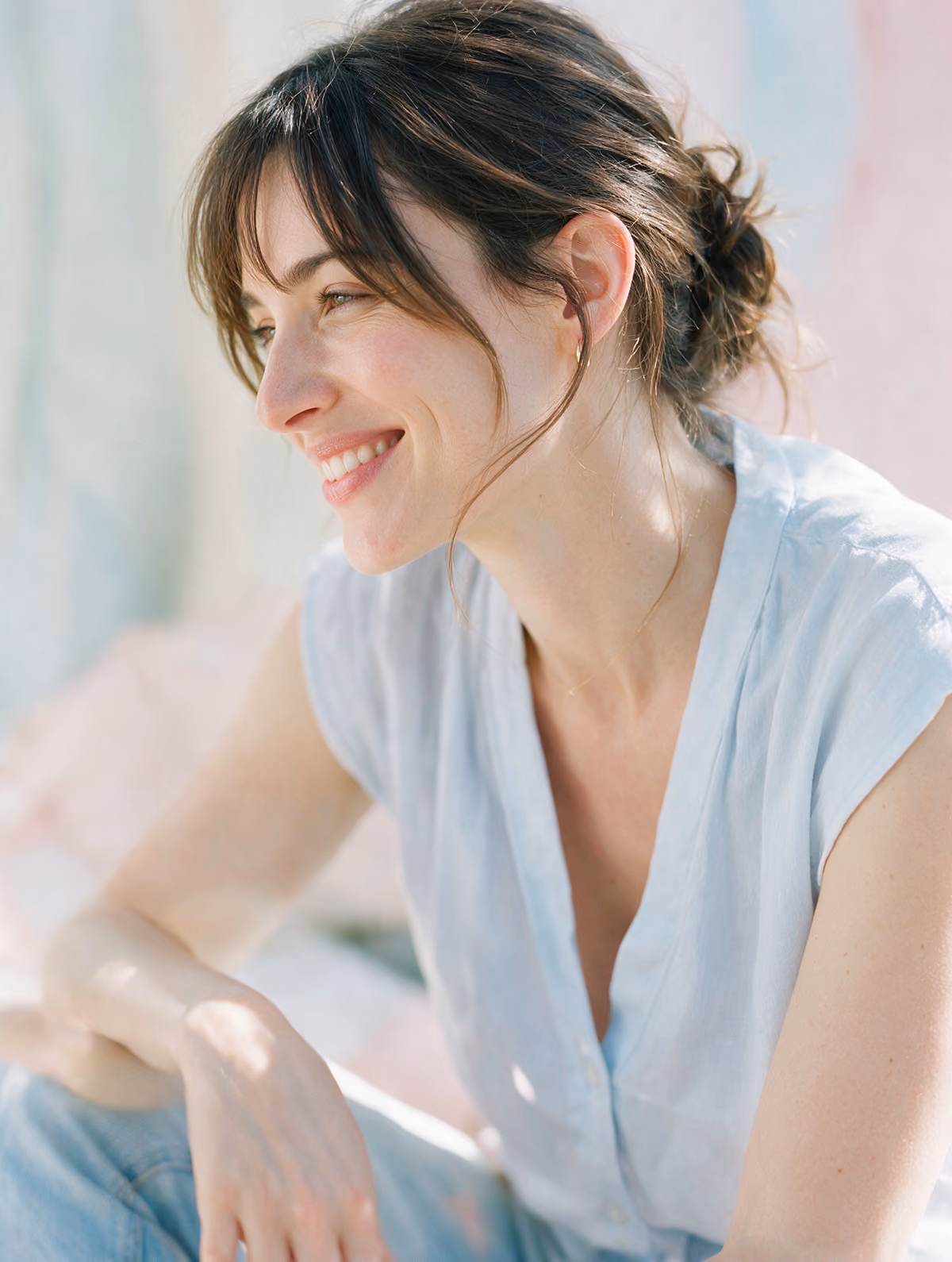 Smiling woman with soft natural lips